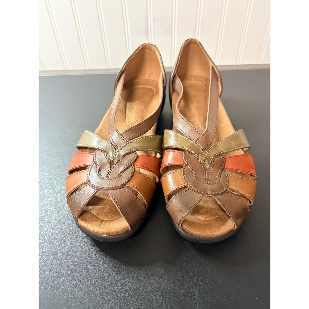Thom McAn Darci Multi Color Brown Leather Strappy Sandals Womens 8.5W HZ/5952 - Picture 2 of 10